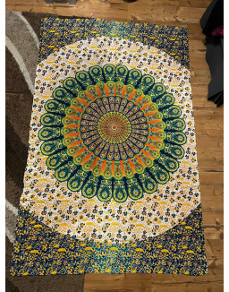 Plachta  MANDALA – pávie pero farebná– stredná 130×200